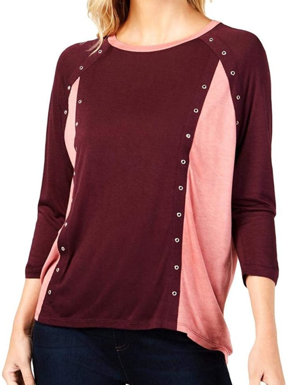 Michael Michael Kors Womens Embellished Colorblocked Top
